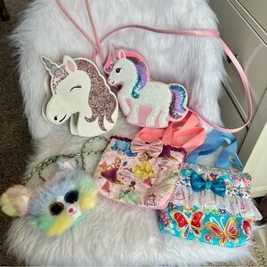 Kids Purse Lot - Unicorn, Princess, Cat Girls Purses Accessories Sparkly